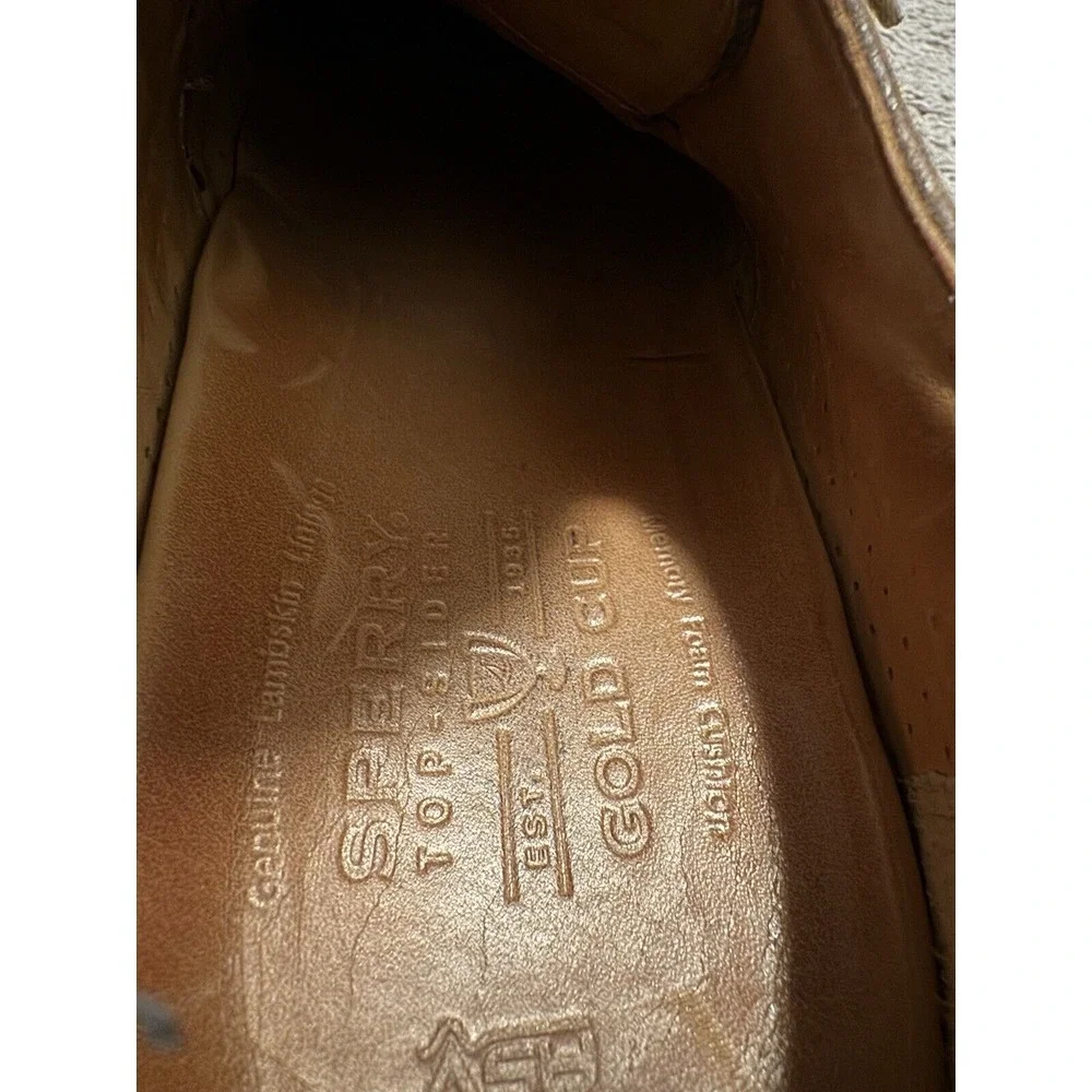 Sperry Oxfords Mens Size‎ 9 M Brown Gold Cup Wingtip Lambskin Lined Shoes 61440